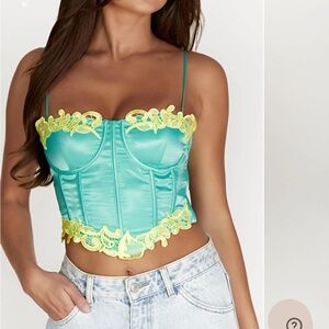 Meshki Tatiana Corset top with lace- Mint. Size S.